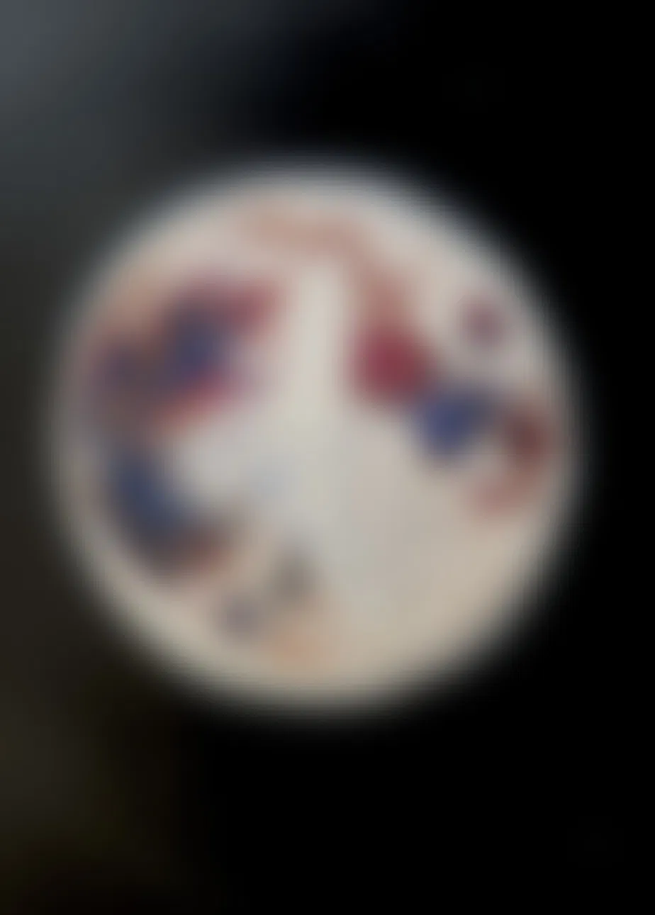 Same painting blurred as if seen across the room, moon as one light mass
